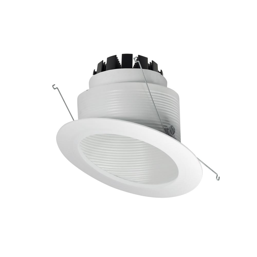 6&#34; Marquise III Round Slope Baffle, 900lm, 3500K, Flood Optic, White Baffle/White Flange