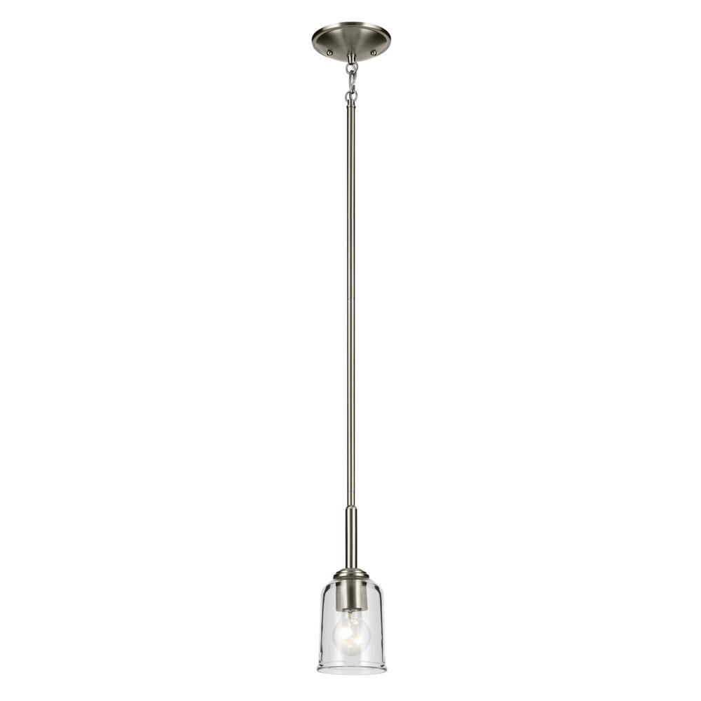 Shailene 11.25&#34; 1-Light Mini Bell Pendant with Clear Glass in Brushed Nickel