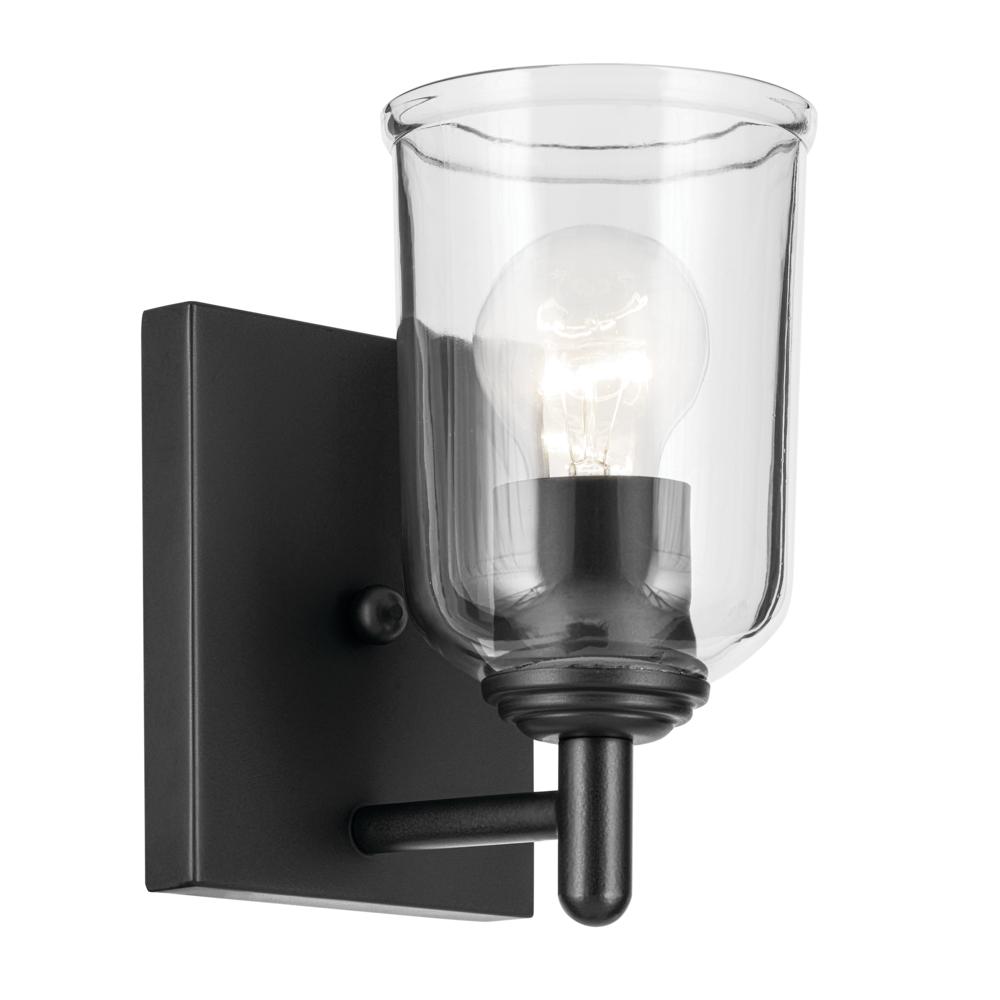 Shailene 5&#34; 1-Light Wall Sconce with Clear Glass in Black