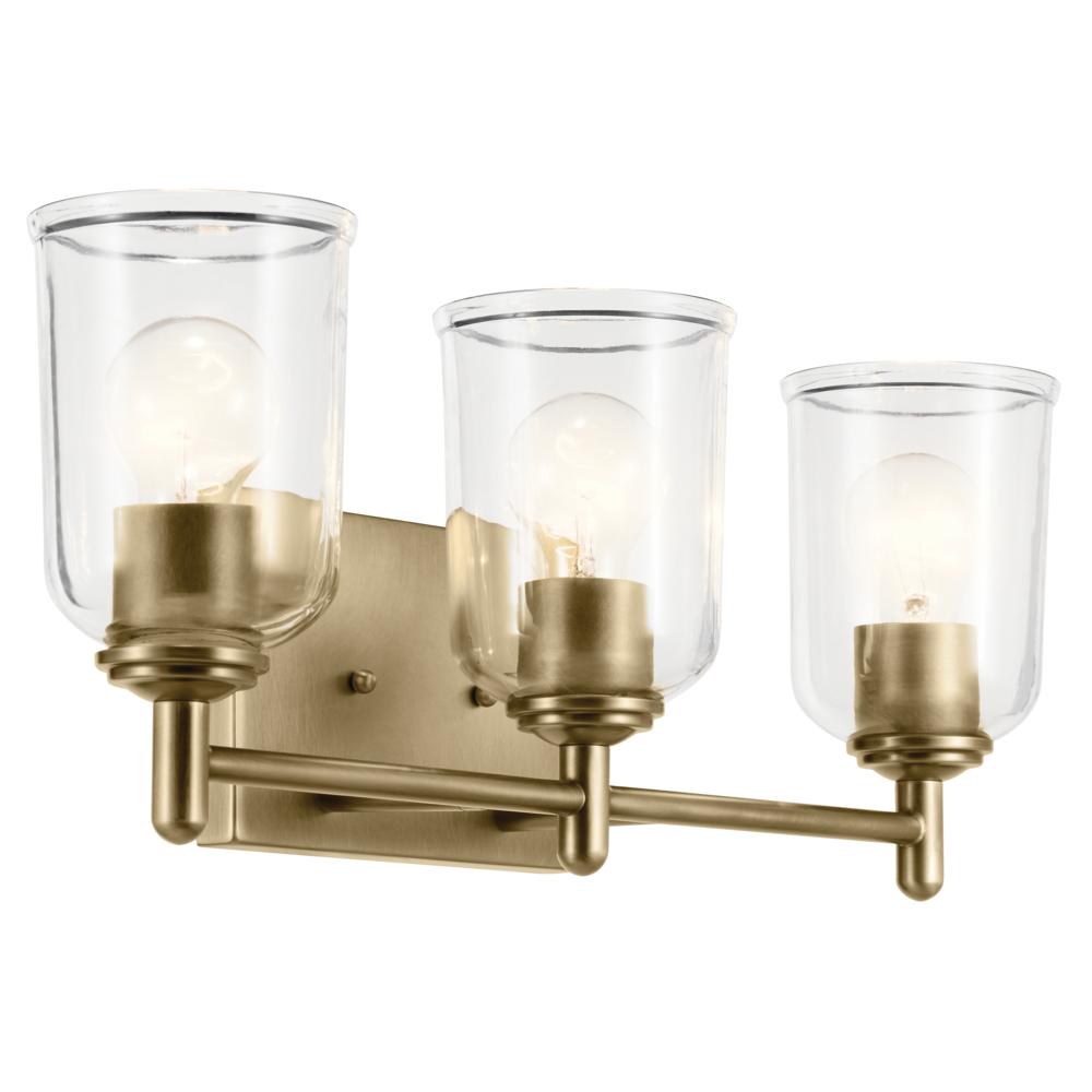 Shailene 21&#34; 3-Light Vanity Light with Clear Glass in Natural Brass