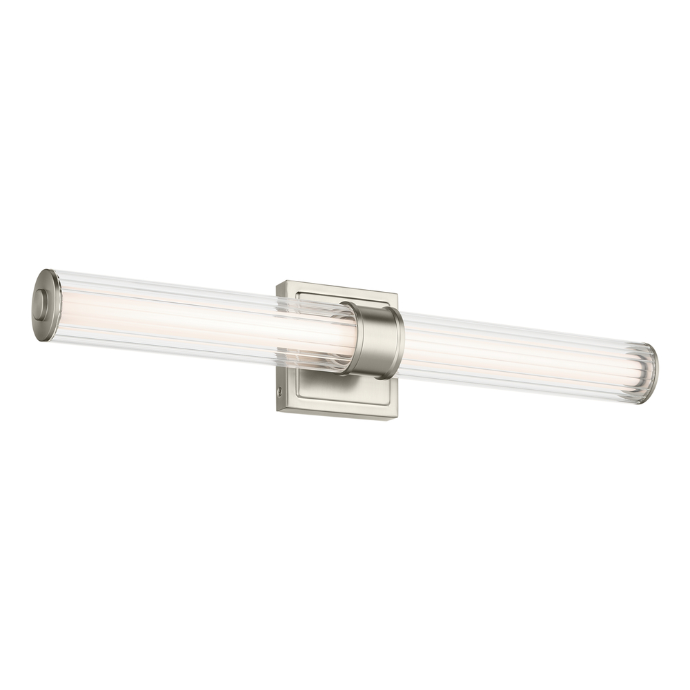 Laurene 26.5&#34; Linear Bath Bar Medium LED with Clear Fluted Glass in Brushed Nickel