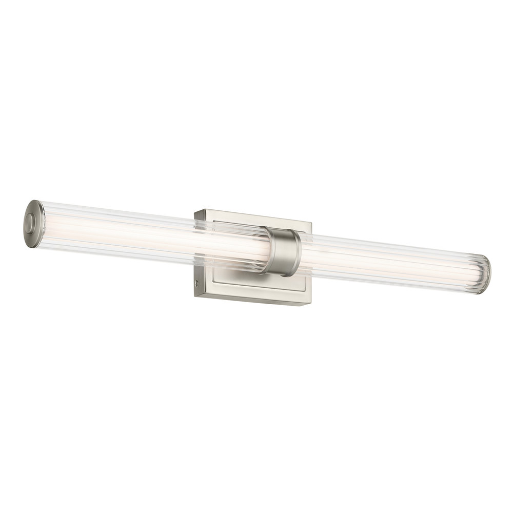 Laurene 31&#34; Linear Bath Bar Large LED with Clear Fluted Glass in Brushed Nickel