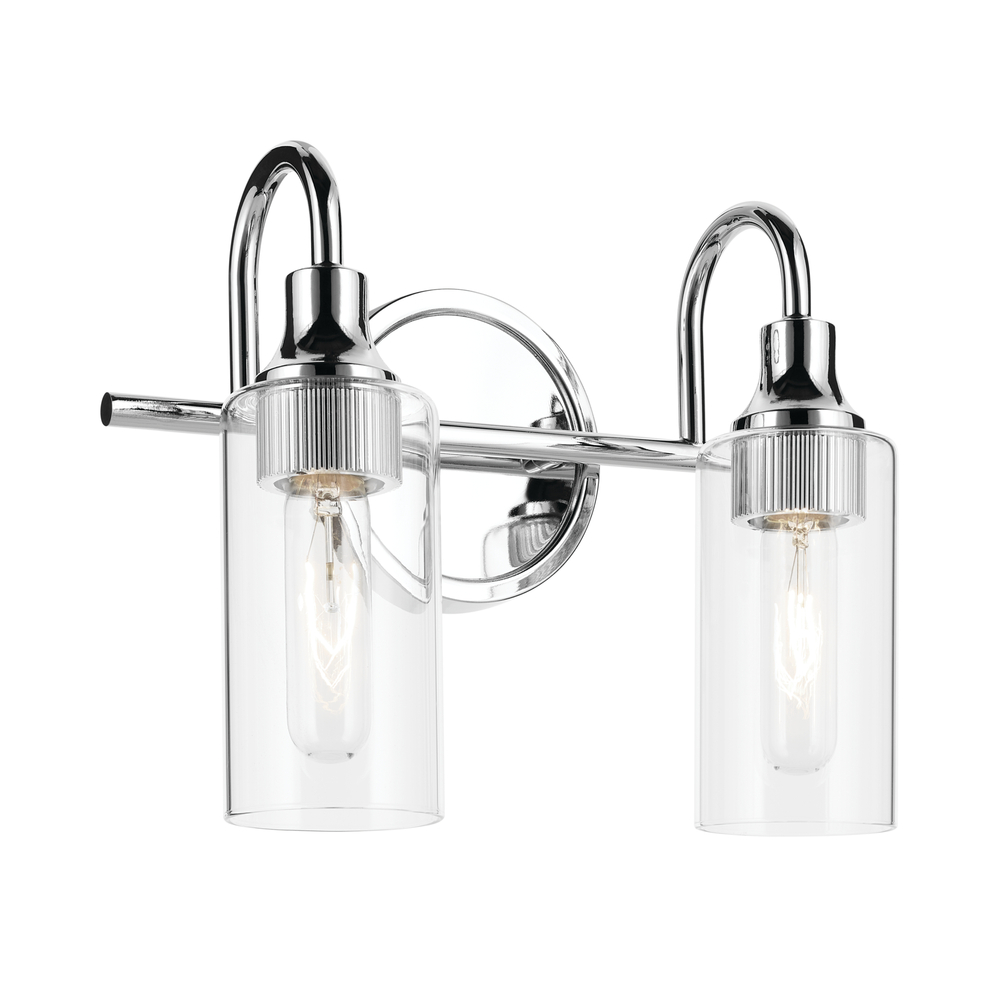 Kavi 12.5&#34; 2-Light Vanity Light with Clear Glass in Chrome