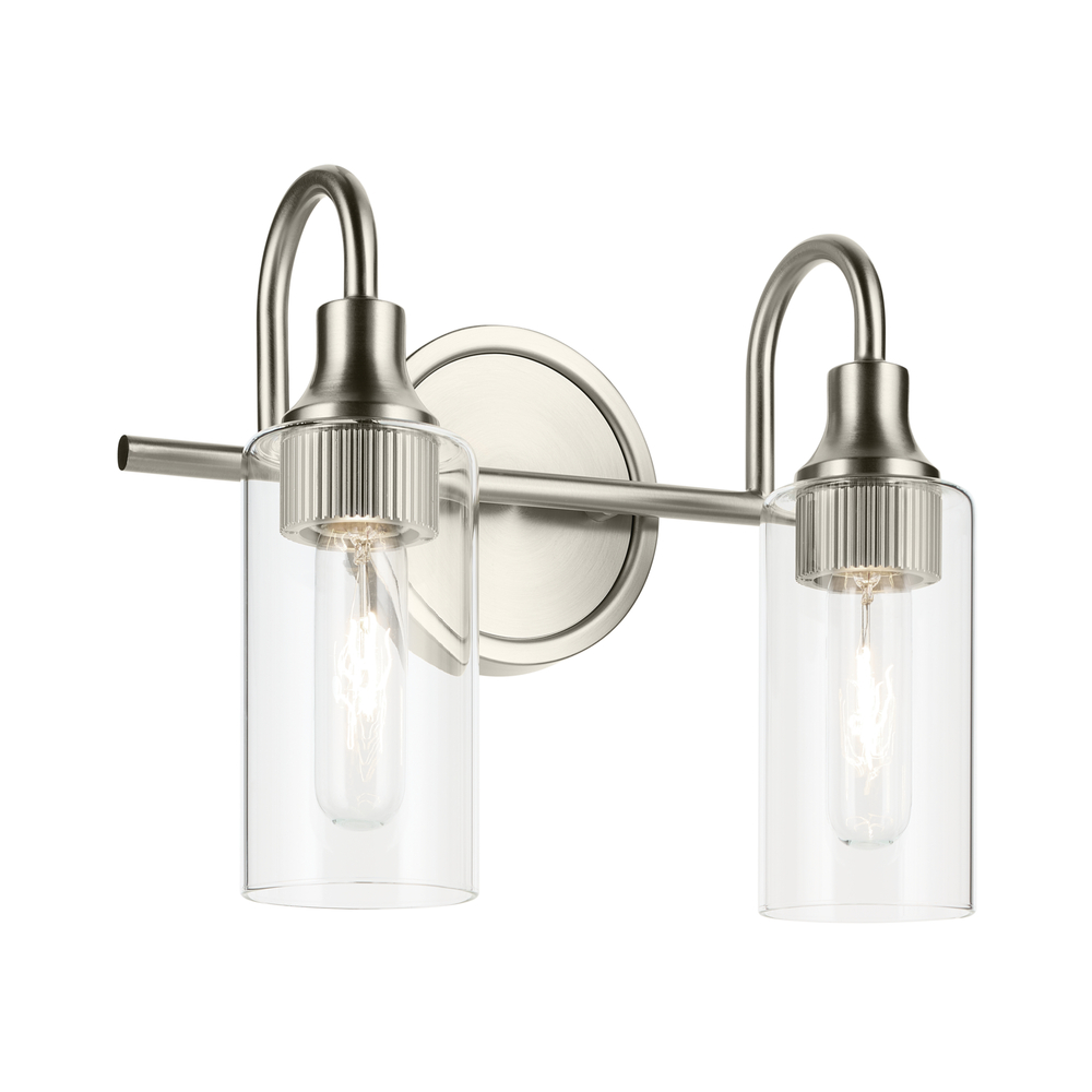 Kavi 12.5&#34; 2-Light Vanity Light with Clear Glass in Brushed Nickel