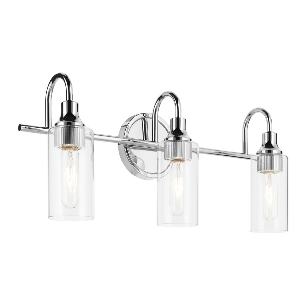 Kavi 23&#34; 3-Light Vanity Light with Clear Glass in Chrome