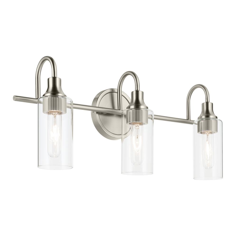 Kavi 23&#34; 3-Light Vanity Light with Clear Glass in Brushed Nickel