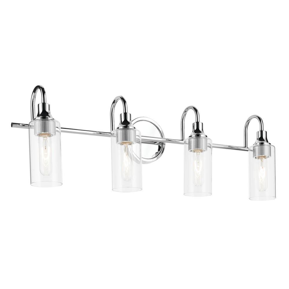 Kavi 31.5&#34; 4-Light Vanity Light with Clear Glass in Chrome