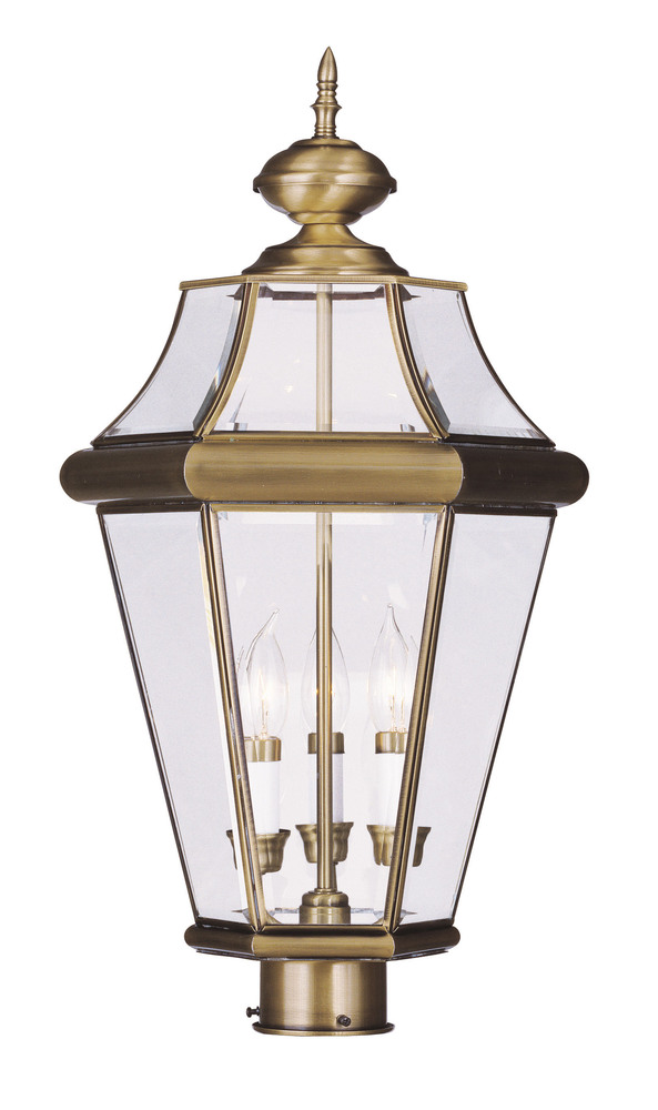 3 Light AB Outdoor Post Lantern