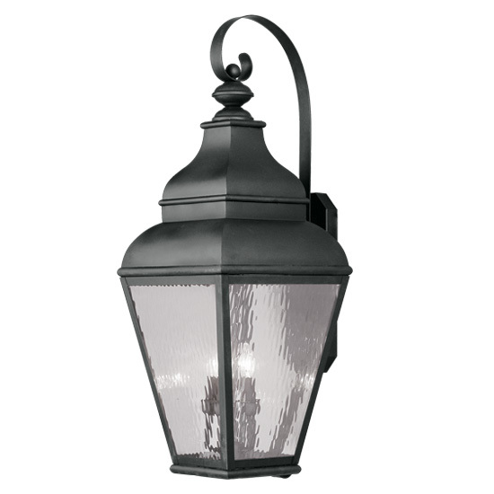 4 Light Black Outdoor Wall Lantern