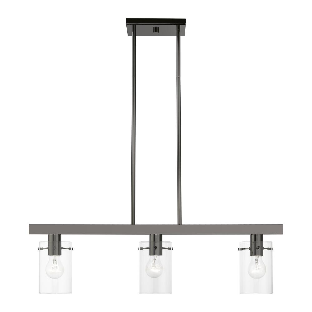 3 Light Black Chrome Linear Chandelier