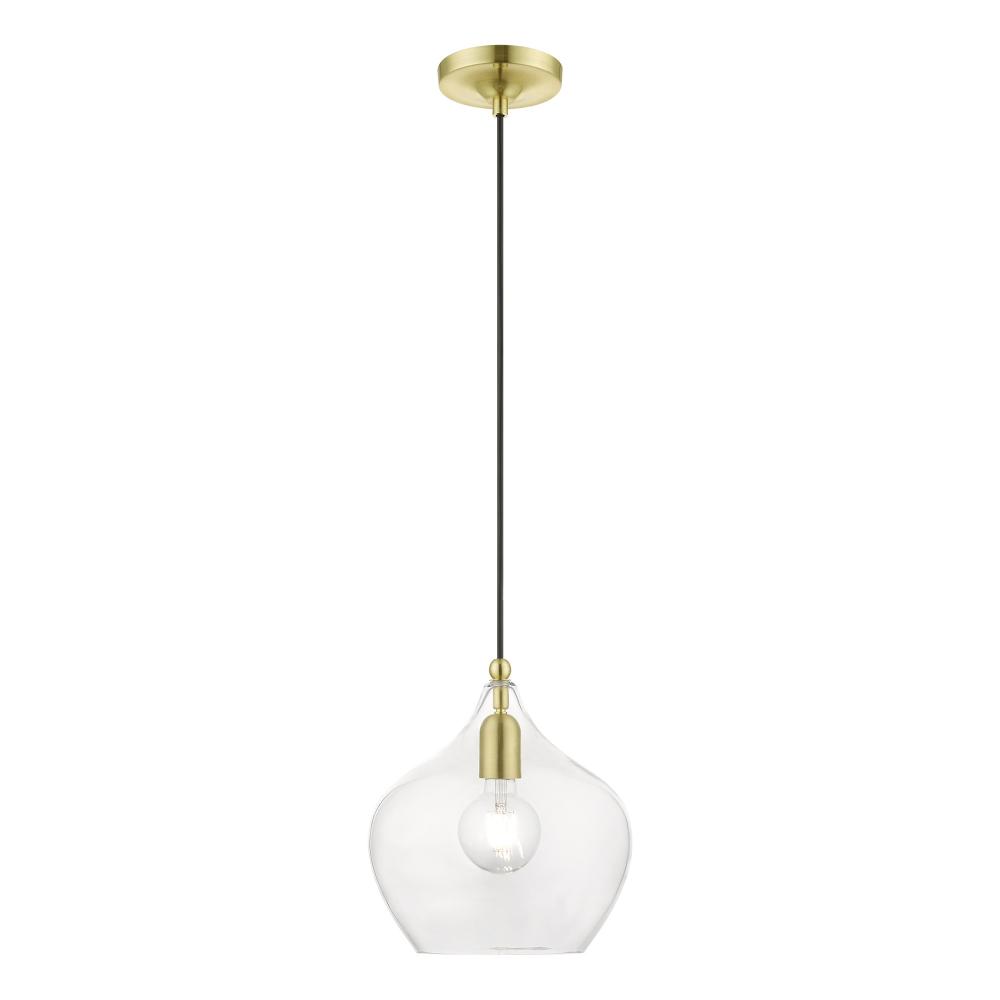 1 Light Satin Brass with Polished Brass Accent Pendant