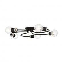 Livex Lighting 46385-04 - 5 Light Black with Brushed Nickel Accents Large Flush Mount