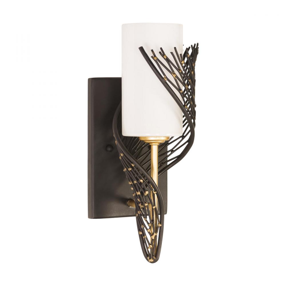 Flow 1-Lt Right Sconce - Matte Black/French Gold