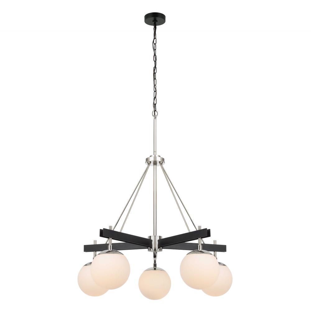 Allie 5-Lt Chandelier - Black/Polished Nickel