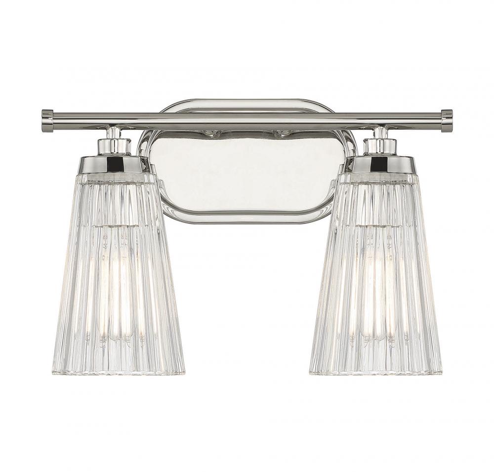 Chantilly 2-Light Bathroom Vanity Light in Polished Nickel