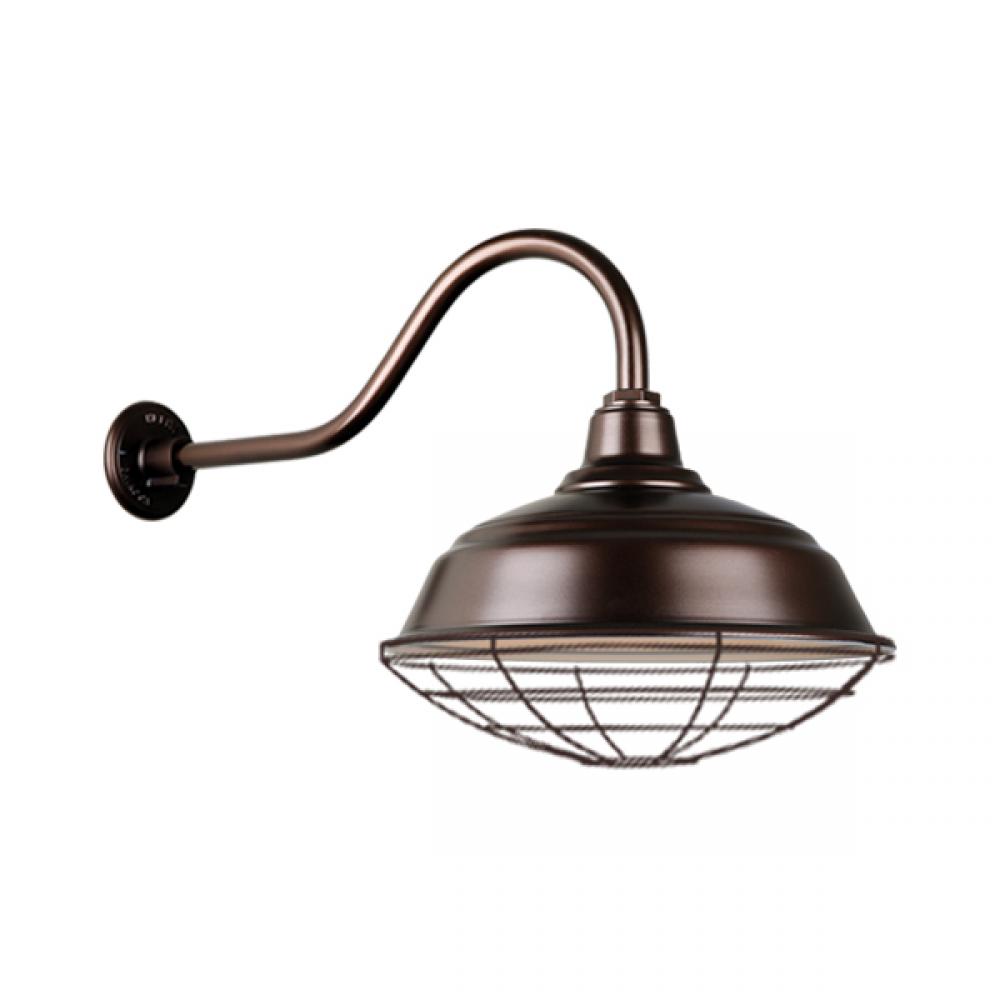 17&#34; Gooseneck Light Warehouse Shade, QSNHL-A Arm, Wire Guard Accessory