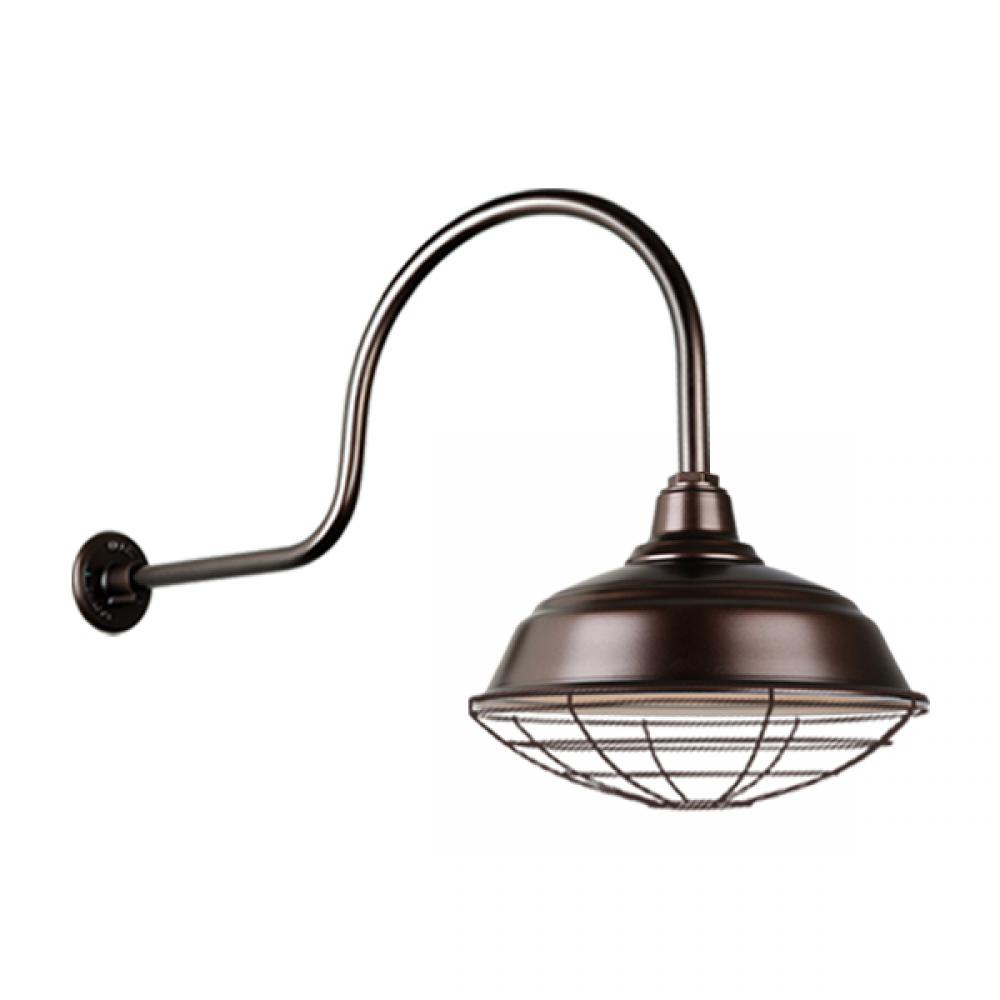 17&#34; Gooseneck Light Warehouse Shade, QSNHL-C Arm, Wire Guard Accessory