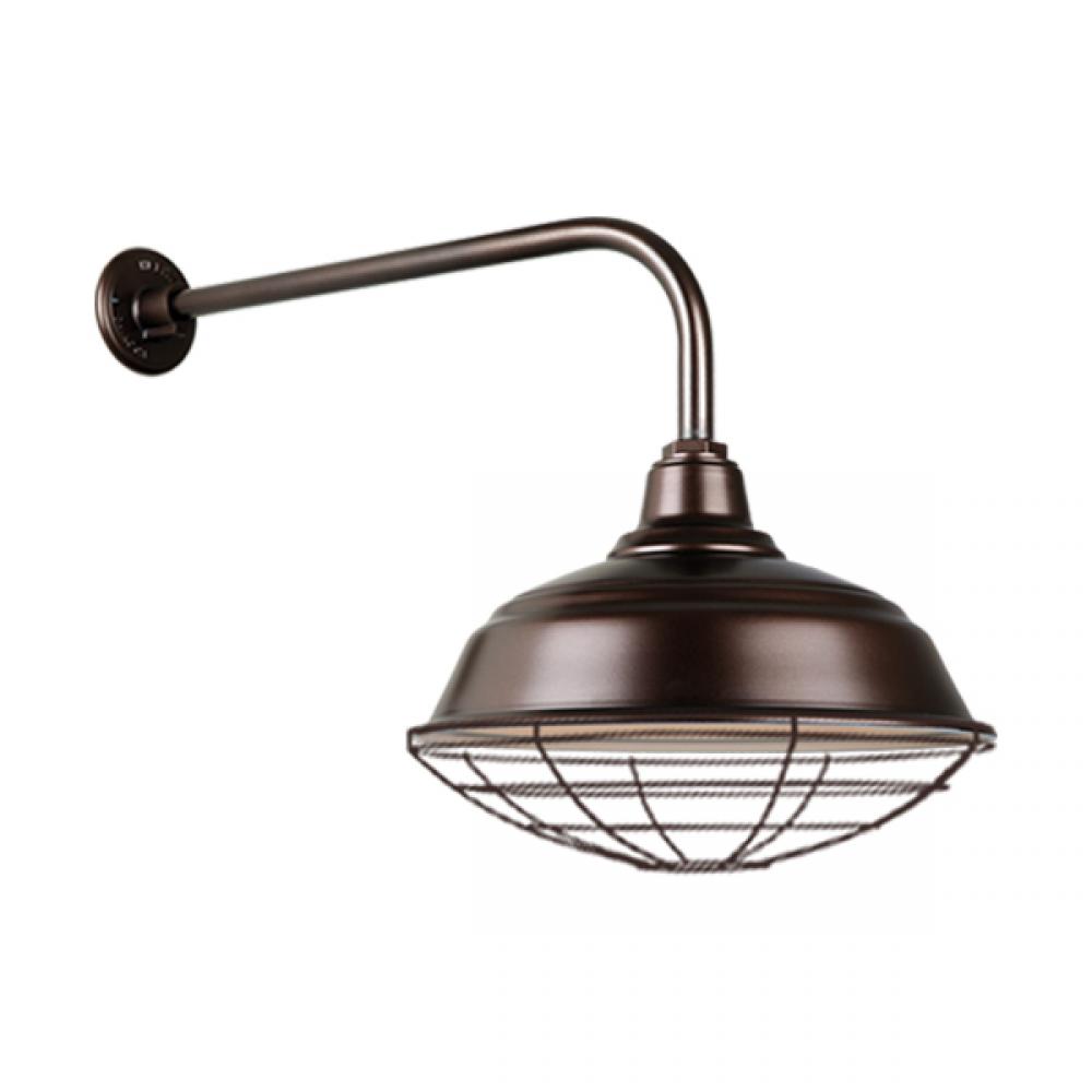17&#34; Gooseneck Light Warehouse Shade, QSNB-13 Arm, Wire Guard Accessory