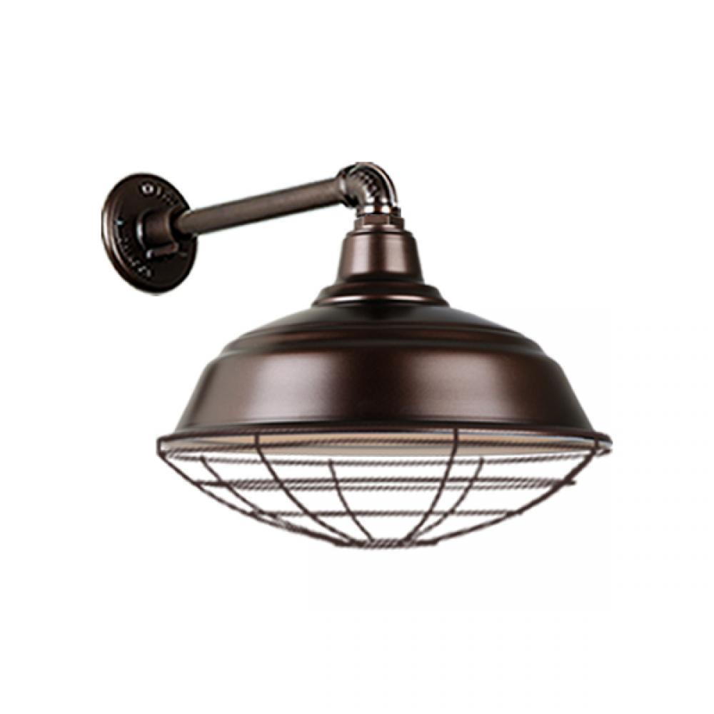 17&#34; Gooseneck Light Warehouse Shade, QSNB-44 Arm, Wire Guard Accessory