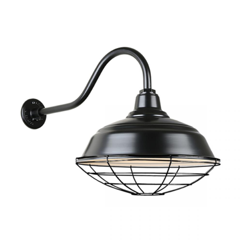 17&#34; Gooseneck Light Warehouse Shade, QSNHL-A Arm, Wire Guard Accessory