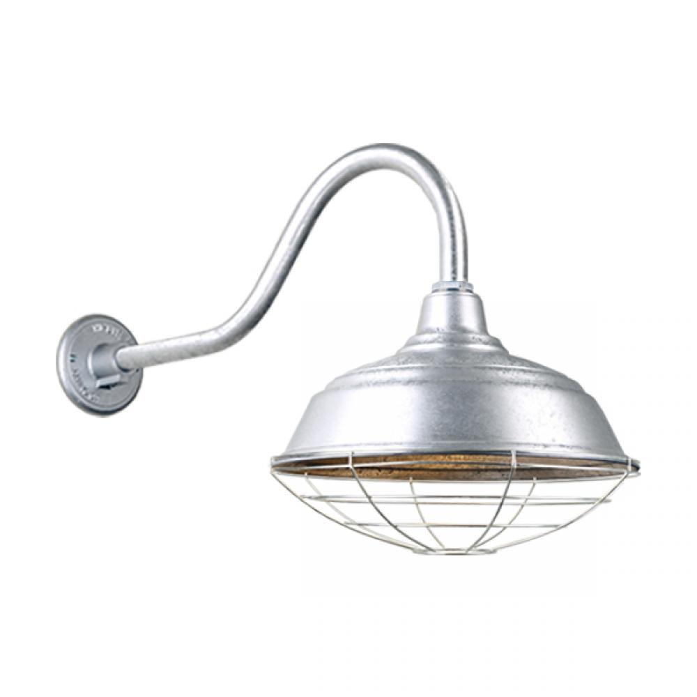 17&#34; Gooseneck Light Warehouse Shade, QSNHL-A Arm, Wire Guard Accessory
