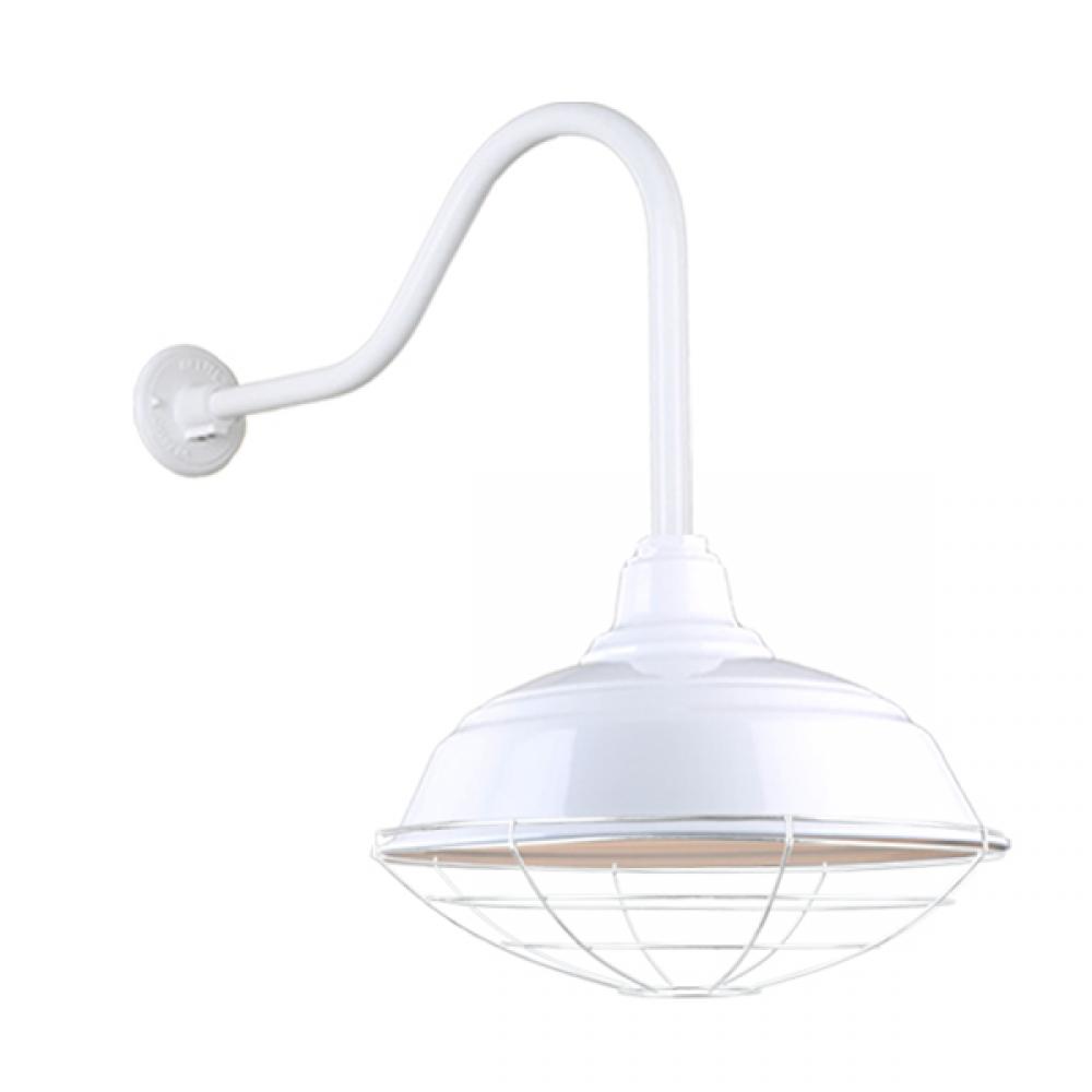 17&#34; Gooseneck Light Warehouse Shade, QSNHL-H Arm, Wire Guard Accessory