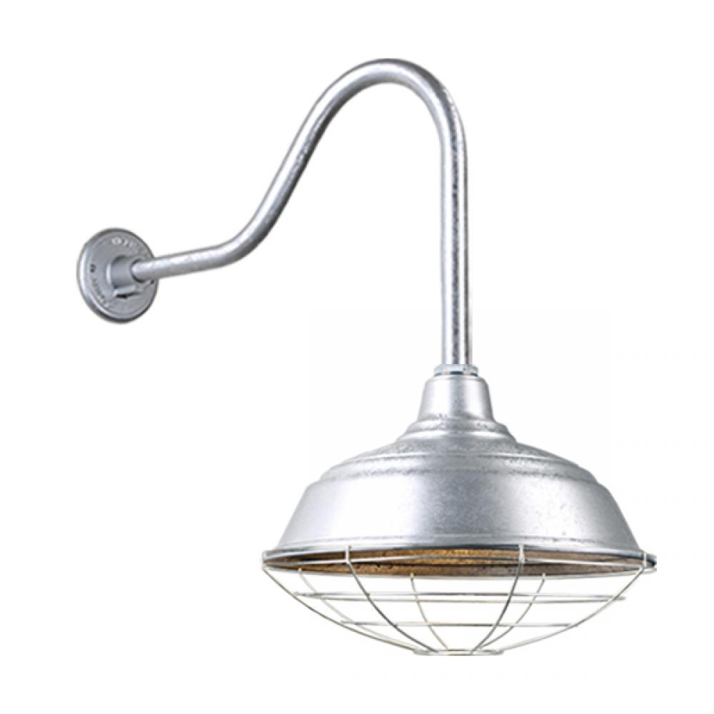 17&#34; Gooseneck Light Warehouse Shade, QSNHL-H Arm, Wire Guard Accessory