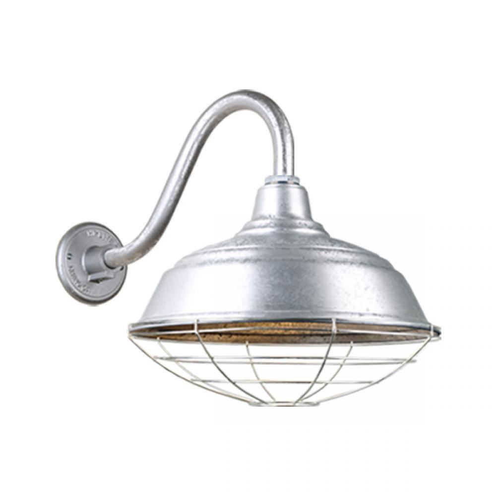 17&#34; Gooseneck Light Warehouse Shade, QSNB-42 Arm, Wire Guard Accessory