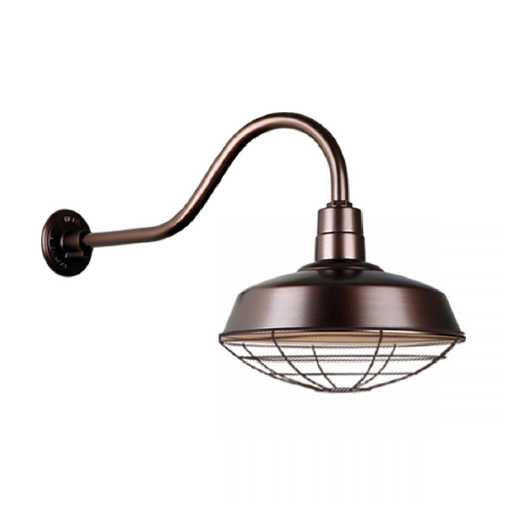 18&#34; Gooseneck Light Warehouse Shade, QSNHL-A Arm, Wire Guard Accessory