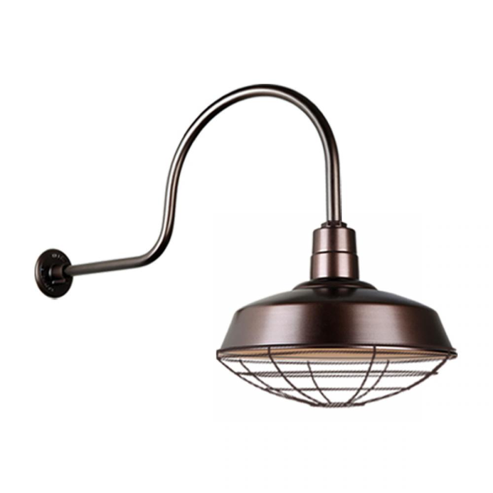14&#34; Gooseneck Light Warehouse Shade, QSNHL-C Arm, Wire Guard Accessory