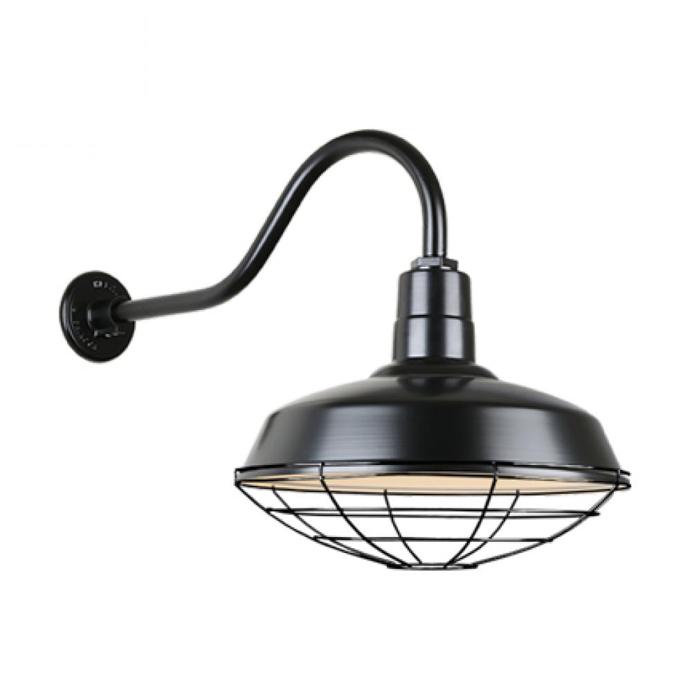 18&#34; Gooseneck Light Warehouse Shade, QSNHL-A Arm, Wire Guard Accessory