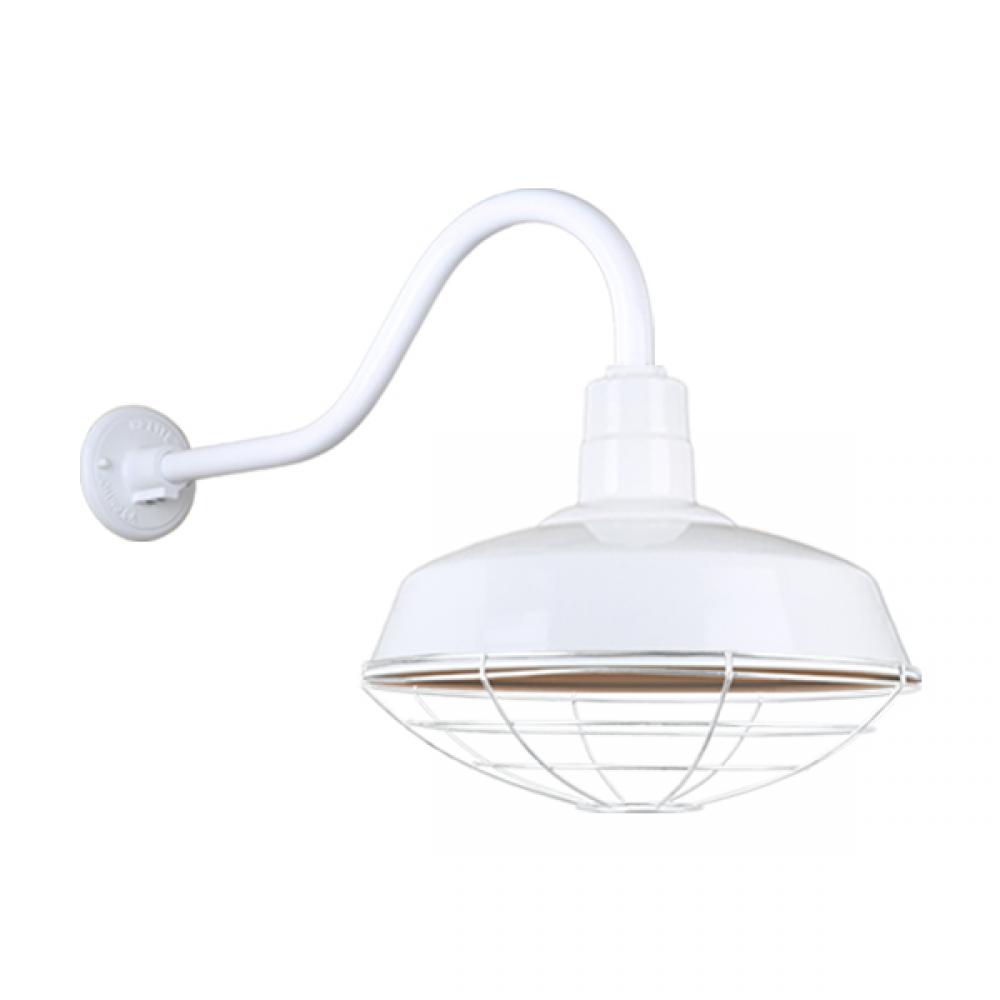 14&#34; Gooseneck Light Warehouse Shade, QSNHL-A Arm, Wire Guard Accessory