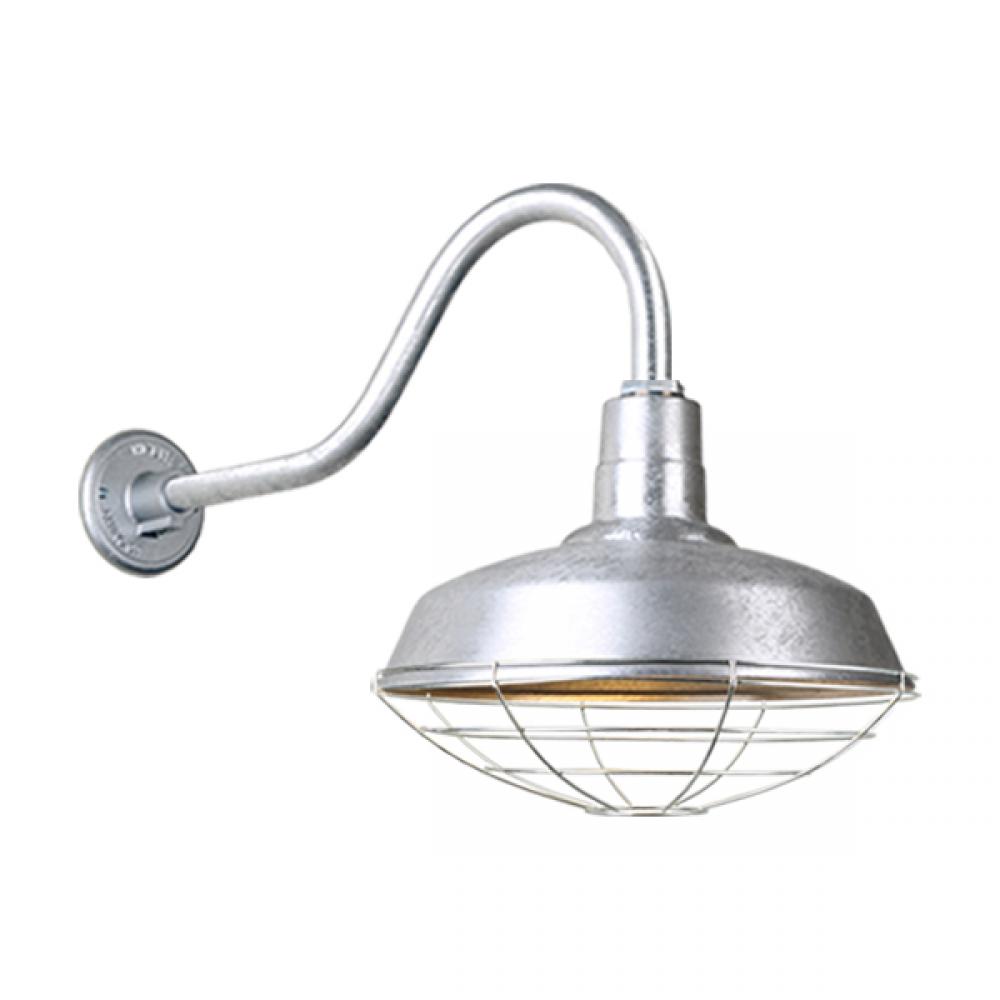 16&#34; Gooseneck Light Warehouse Shade, QSNHL-A Arm, Wire Guard Accessory