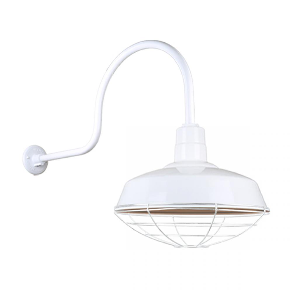 16&#34; Gooseneck Light Warehouse Shade, QSNHL-C Arm, Wire Guard Accessory