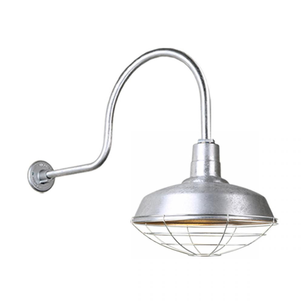 18&#34; Gooseneck Light Warehouse Shade, QSNHL-C Arm, Wire Guard Accessory
