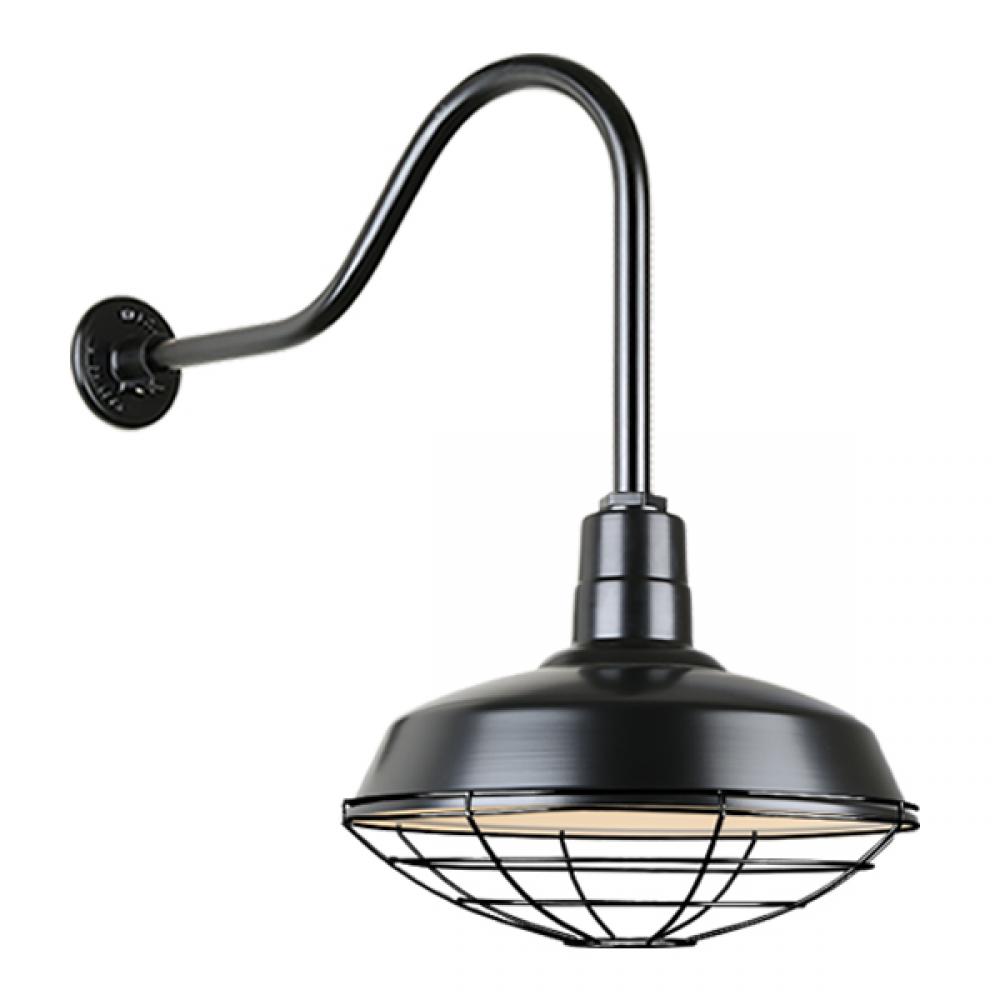 18&#34; Gooseneck Light Warehouse Shade, QSNHL-H Arm, Wire Guard Accessory
