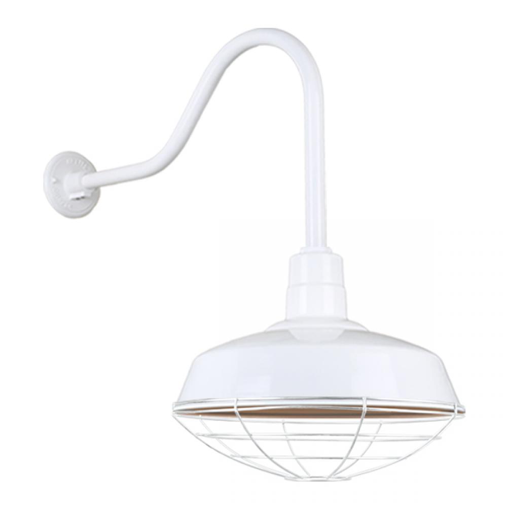 16&#34; Gooseneck Light Warehouse Shade, QSNHL-H Arm, Wire Guard Accessory