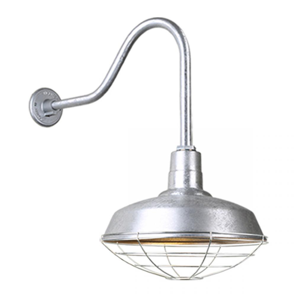 16&#34; Gooseneck Light Warehouse Shade, QSNHL-H Arm, Wire Guard Accessory