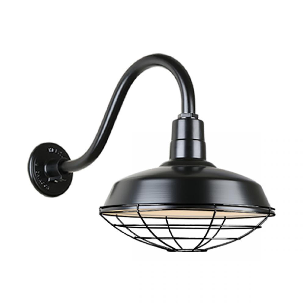18&#34; Gooseneck Light Warehouse Shade, QSNB-42 Arm, Wire Guard Accessory