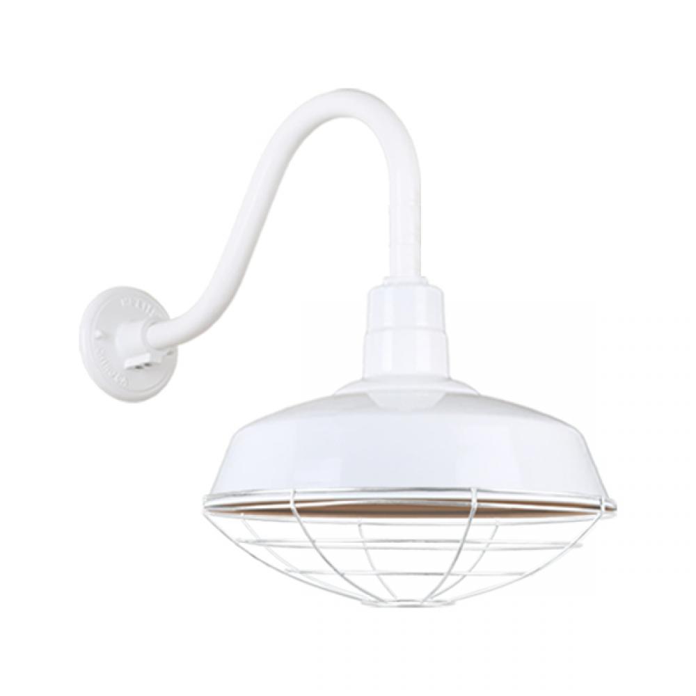 14&#34; Gooseneck Light Warehouse Shade, QSNB-42 Arm, Wire Guard Accessory