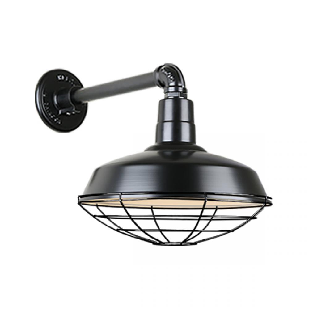 18&#34; Gooseneck Light Warehouse Shade, QSNB-44 Arm, Wire Guard Accessory