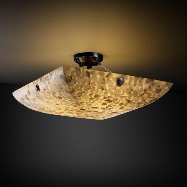 24&#34; Semi-Flush Bowl w/ CONCENTRIC SQUARES FINIALS