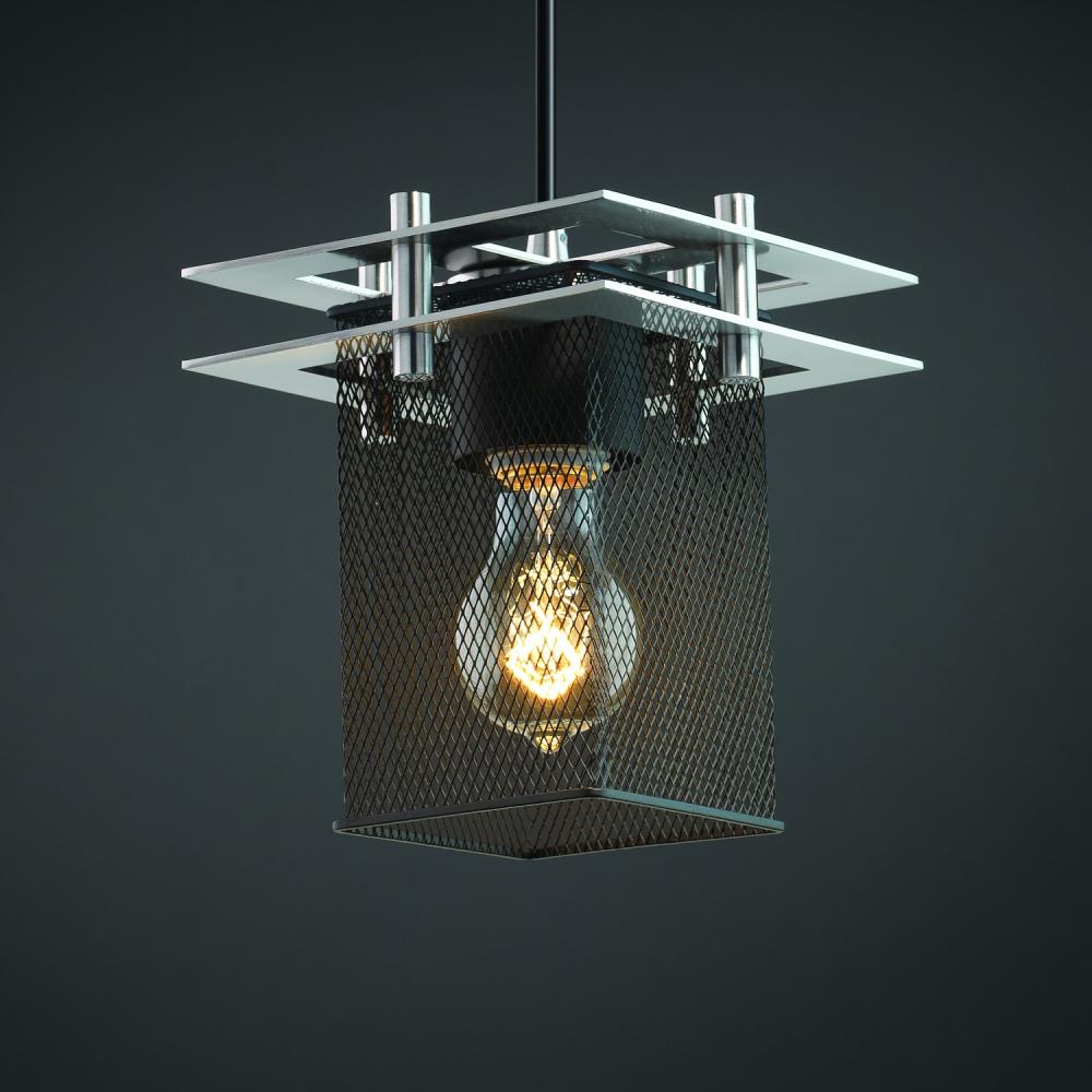 Metropolis 1-Light Small Pendant - Square Frame (2 Flat Bars)