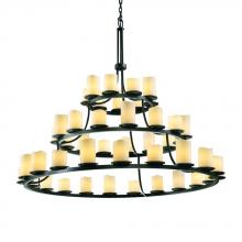 Justice Design Group CNDL-8714-14-AMBR-DBRZ - Dakota 45-Light 3-Tier Ring Chandelier