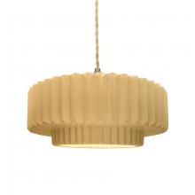 Justice Design Group CER-6553-MYLW-BRSS-BEIG-TWST - Medium Tier Pleated 1-Light Pendant