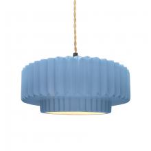 Justice Design Group CER-6553-SKBL-MBLK-BEIG-TWST - Medium Tier Pleated 1-Light Pendant