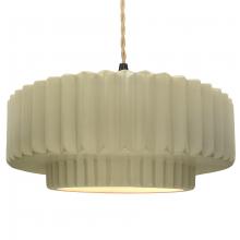 Justice Design Group CER-6555-VAN-MBLK-BEIG-TWST - Large Tier Pleated 1-Light Pendant