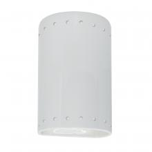 Justice Design Group CER-0990W-WHT - Small Cylinder w/ Perfs - Closed Top (Outdoor)