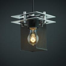 Justice Design Group MSH-8165-15-NCKL-BKCD - Metropolis 1-Light Small Pendant - Square Frame (2 Flat Bars)