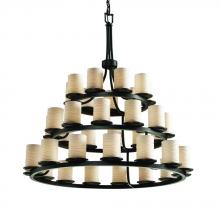 Justice Design Group POR-8712-10-WFAL-MBLK - Dakota 36-Light 3-Tier Ring Chandelier